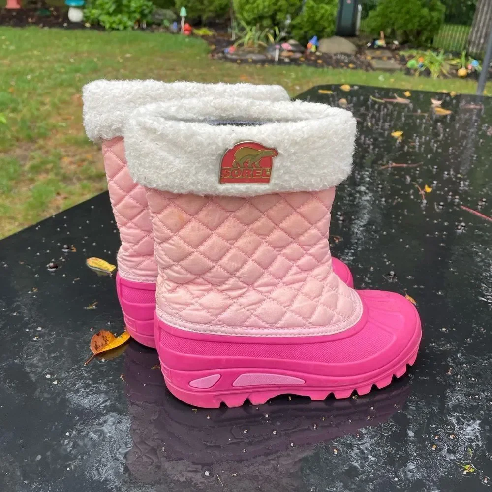 SOREL Powder Storm Pink Quilted Lined Pull On Winter Snow Boots